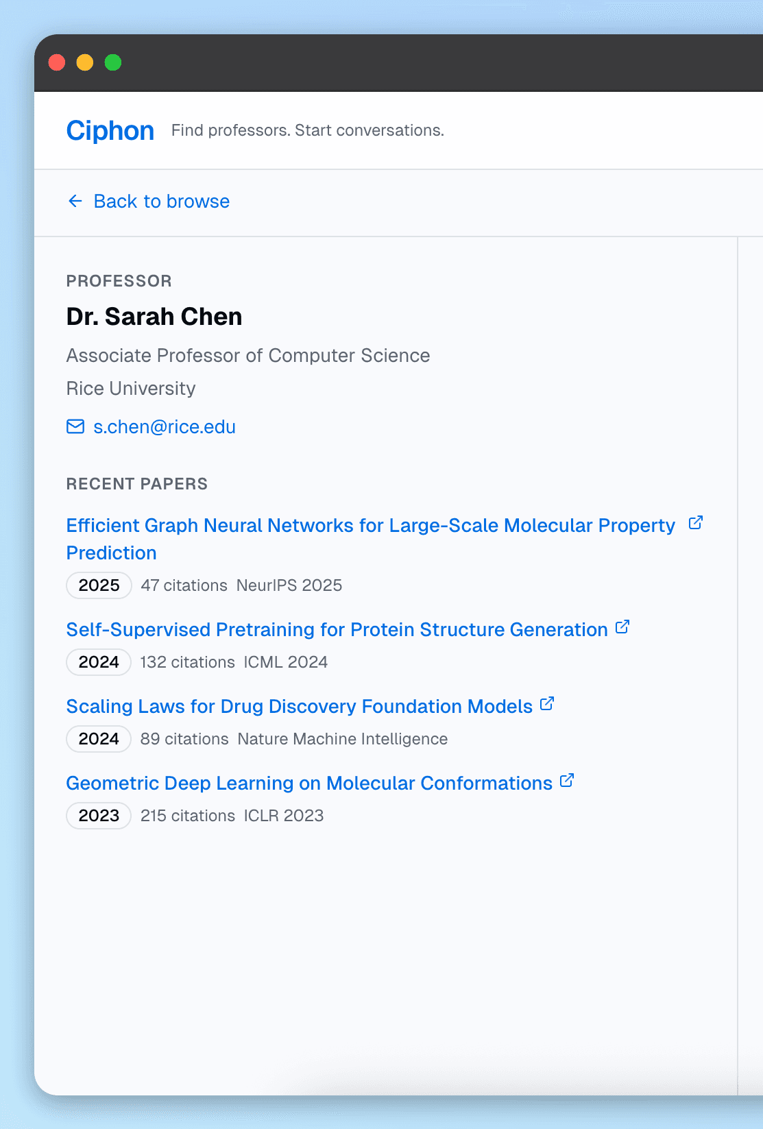 Ciphon research view